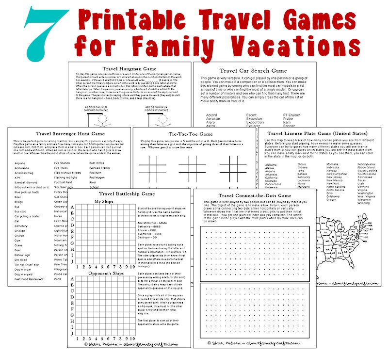 7 Printable Travel Games for Family Vacations