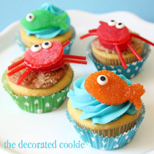 Gumdrop Crab and Fish Cupcake Toppers