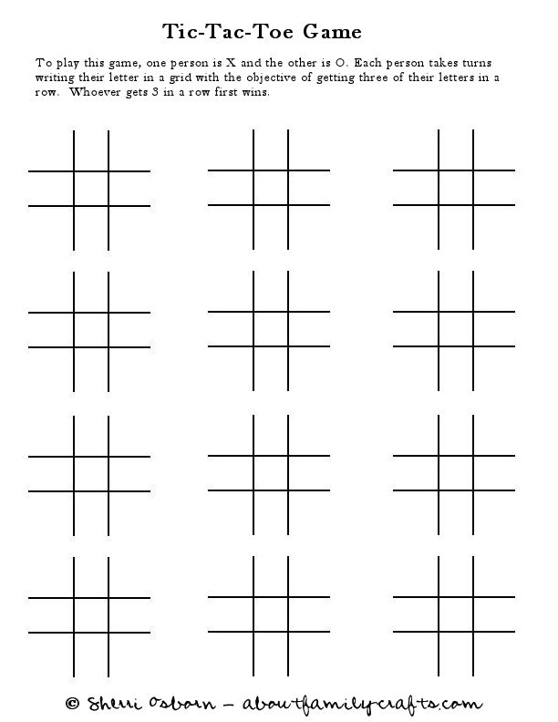 Tic-Tac-Toe Printable Travel Game Printable - FamilyEducation