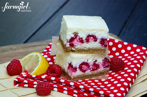 Lemon Cheesecake Bars with Raspberries