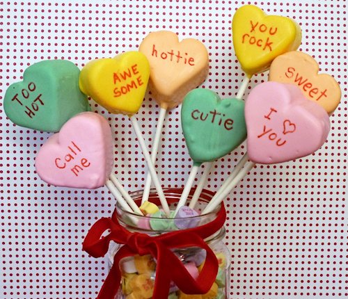 Conversation Heart Marshmallow Pops Recipe