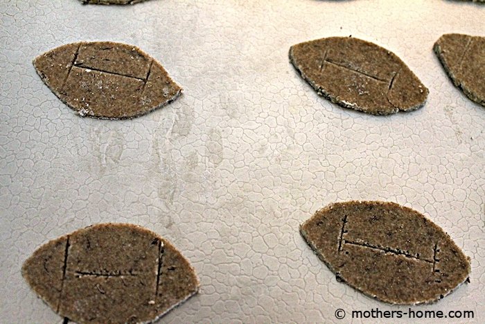 Etch the details into the football rye crackers