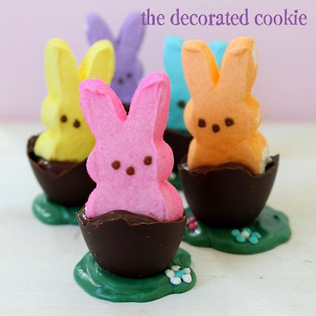 Peeps Bunnies in Chocolate Eggs