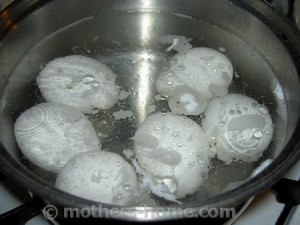 boiling eggs on the stove