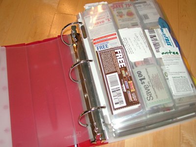 Use a binder to store and organize coupons