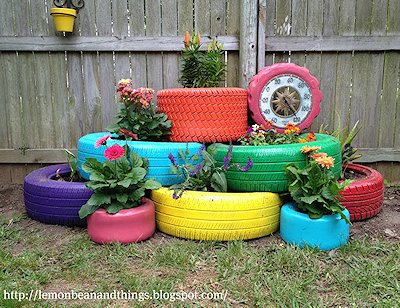 Colorful Tire Planters