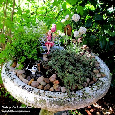 Fairy Garden in a Bird Bath