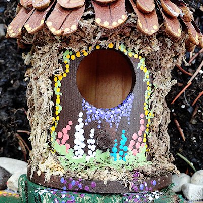 Bird House Transformed into a Fairy House