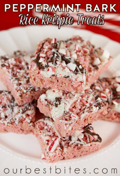 Peppermint Bark Rice Krispie Treats