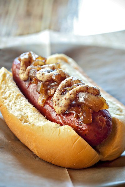 Pepper Weenies with Smoked Bacon & Vidalia Onion Marmalade