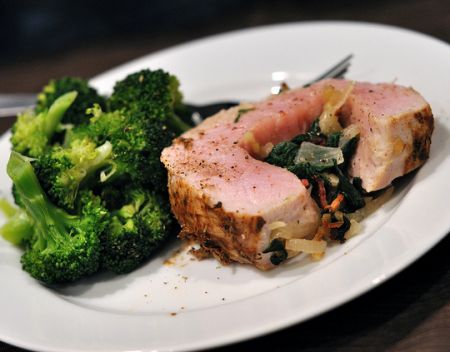 Spinach and Bacon Stuffed Pork Tenderloin