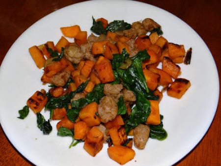 Sweet Potato, Spinach, and Turkey Sausage Hash