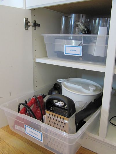 Create roll-out storage using plastic totes