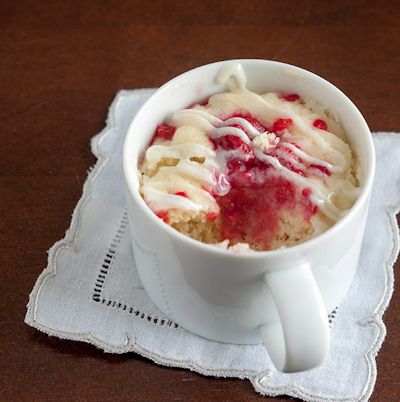 Raspberry Sour Cream Mug Cake